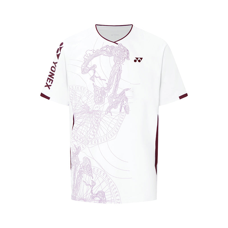YONEX ホワイト フラワーパターン Tシャツ YONEX Men's Game Shirt 1102825BCR – e78shop