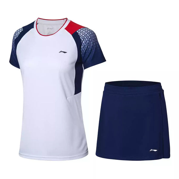 LI-NING Women's Game Shirt and Skirt Set AATP018