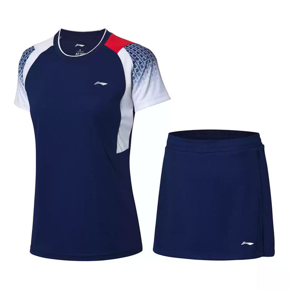 LI-NING Women's Game Shirt and Skirt Set AATP018
