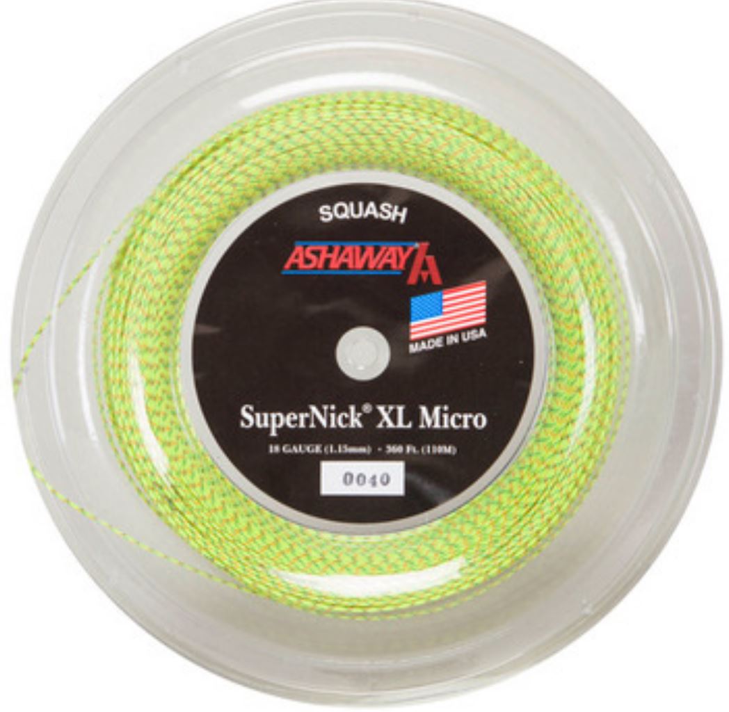 ASHaway SuperNick XL Squash String – 1,15 Mm, 30 Ft, Nylon Multifilament, Gelb
