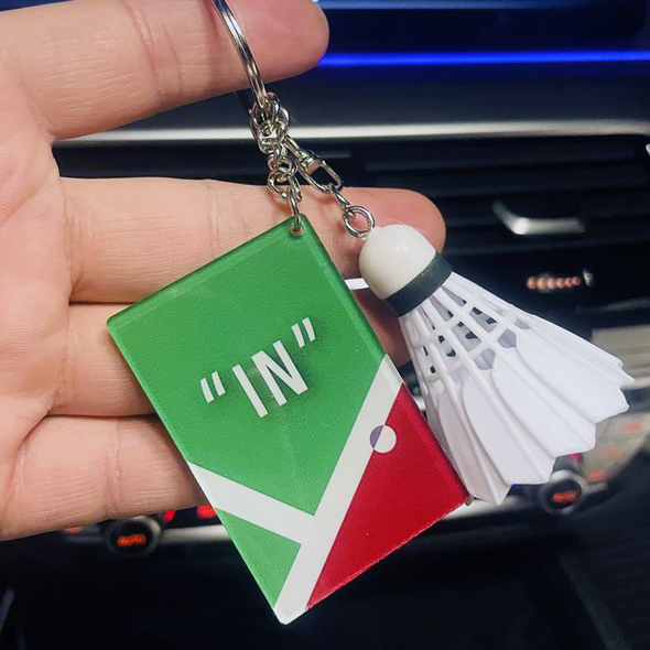 "IN or OUT" Badminton Keychain CKEY0021