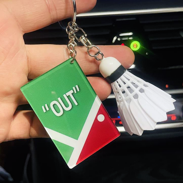 "IN or OUT" Badminton Keychain CKEY0021