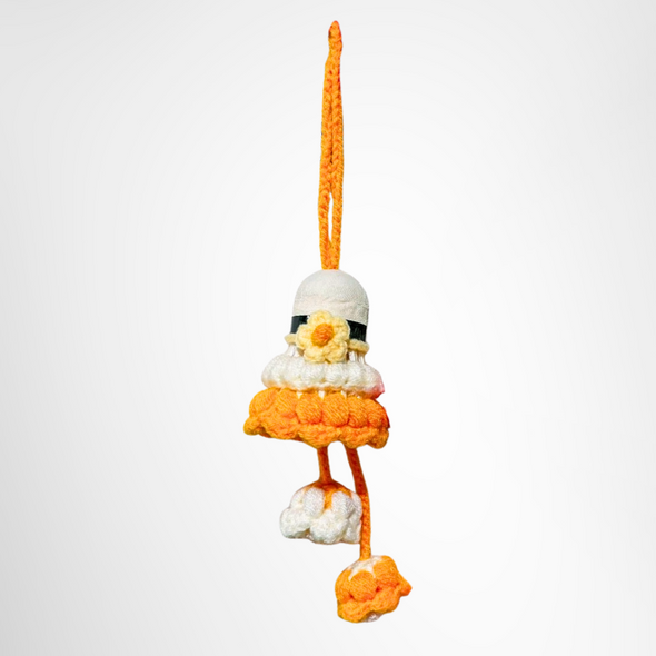 Hand-Crocheted Flower Shuttlecock Keychain CKEY0023