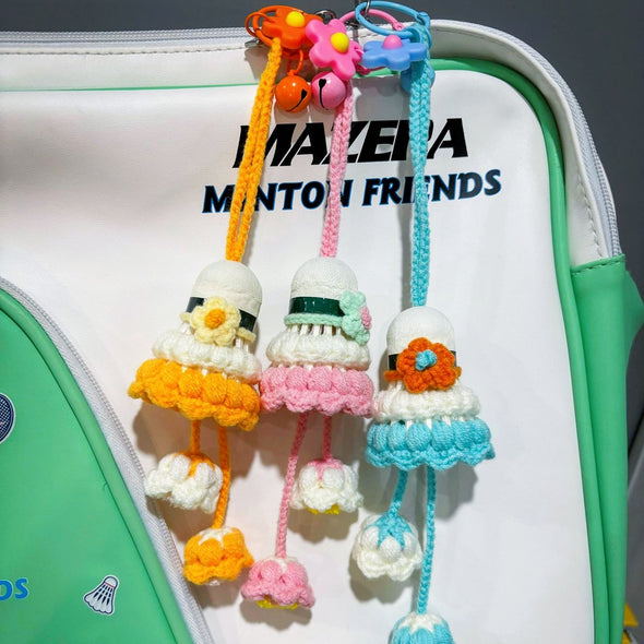 Hand-Crocheted Flower Shuttlecock Keychain CKEY0023