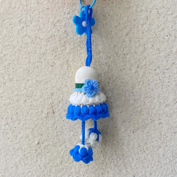 Hand-Crocheted Flower Shuttlecock Keychain CKEY0023