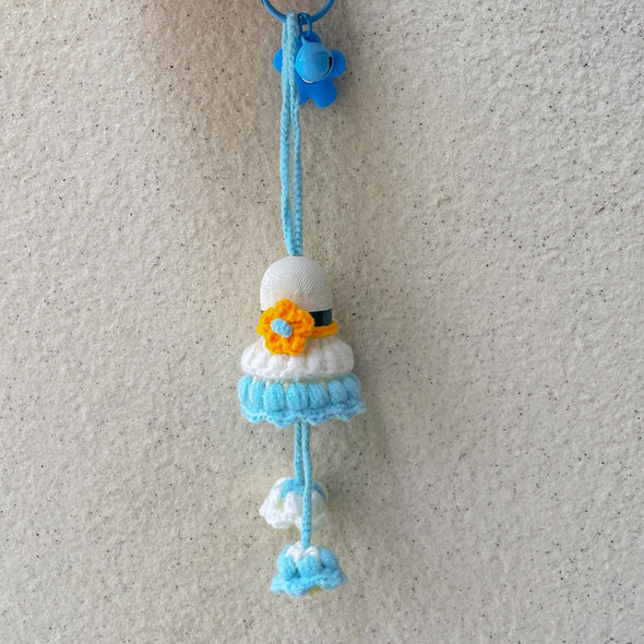Hand-Crocheted Flower Shuttlecock Keychain CKEY0023