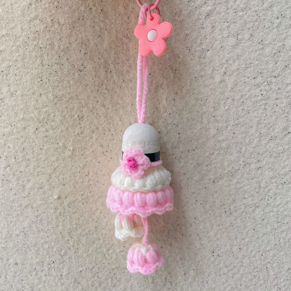 Hand-Crocheted Flower Shuttlecock Keychain CKEY0023