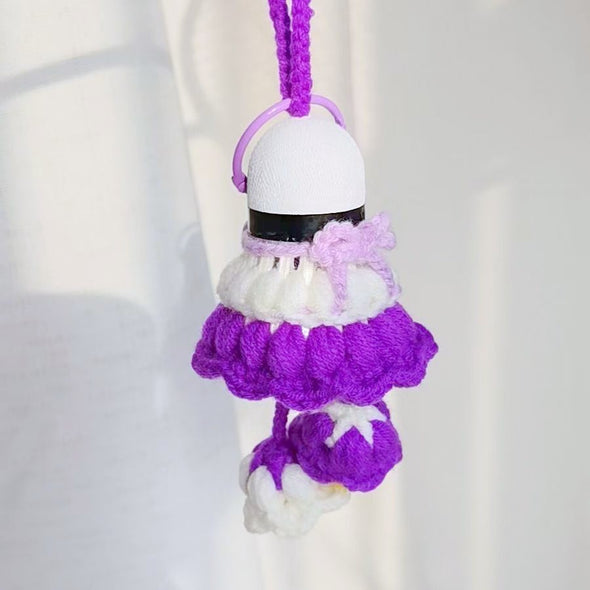 Hand-Crocheted Flower Shuttlecock Keychain CKEY0023