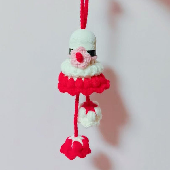 Hand-Crocheted Flower Shuttlecock Keychain CKEY0023