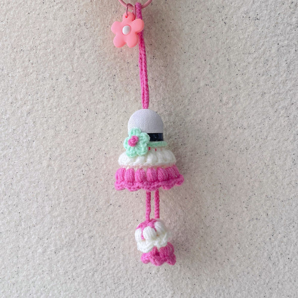 Hand-Crocheted Flower Shuttlecock Keychain CKEY0023