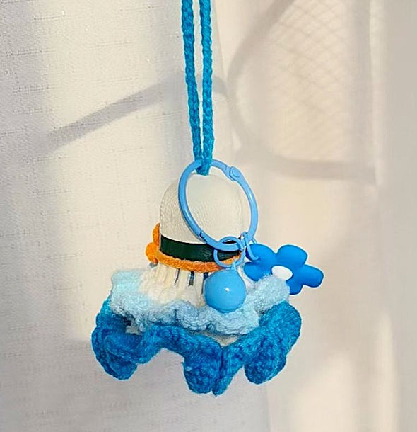 Hand-Crocheted Flower Shuttlecock Keychain CKEY0023