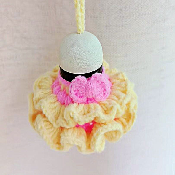 Hand-Crocheted Flower Shuttlecock Keychain CKEY0023