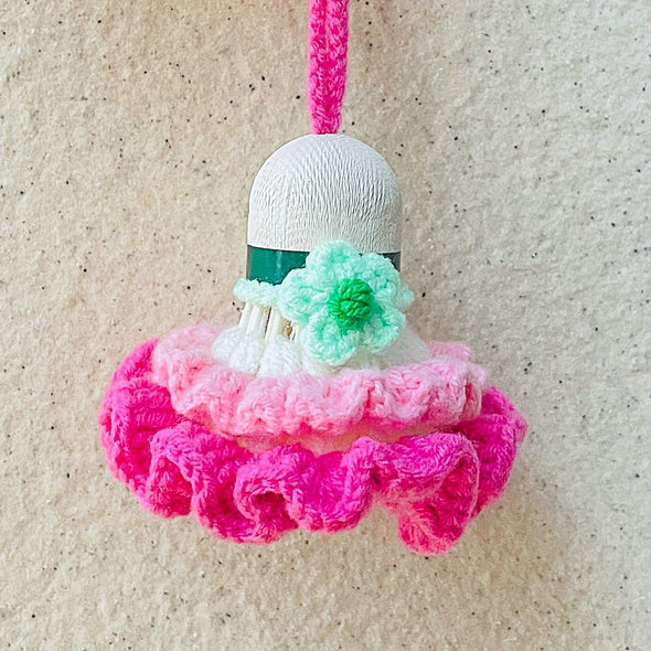Hand-Crocheted Flower Shuttlecock Keychain CKEY0023