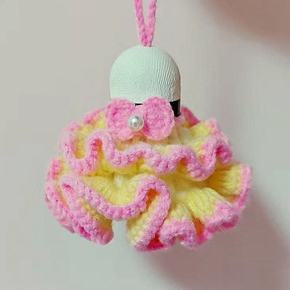 Hand-Crocheted Flower Shuttlecock Keychain CKEY0023