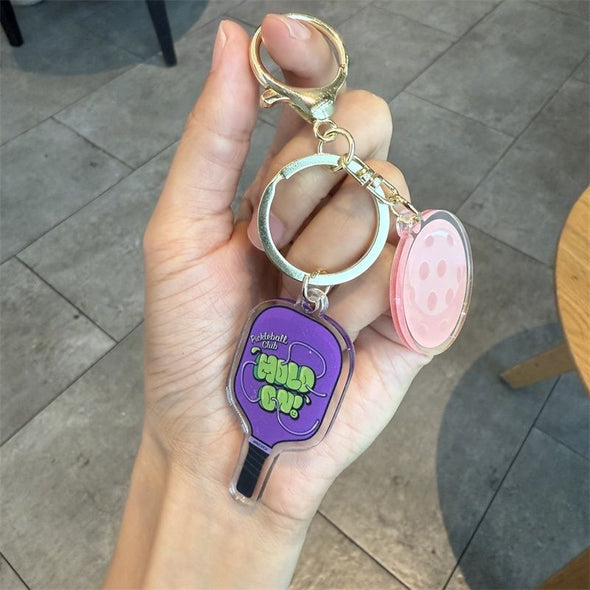 Acrylic Pickleball Paddle and Ball Keychain CKEY0037