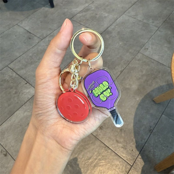 Acrylic Pickleball Paddle and Ball Keychain CKEY0037