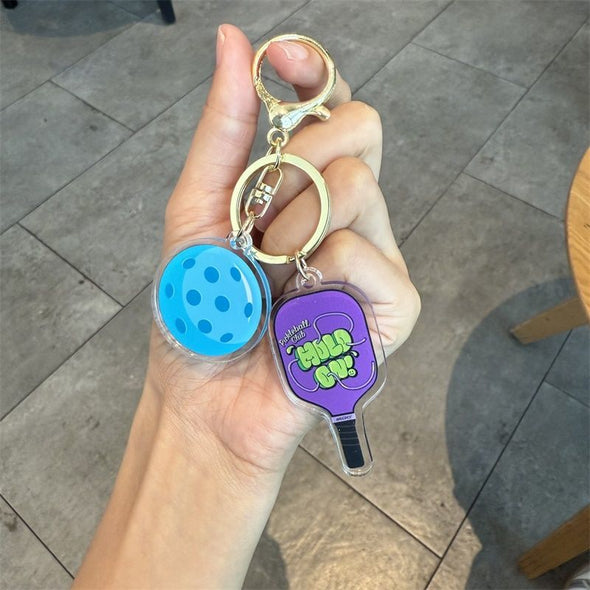 Acrylic Pickleball Paddle and Ball Keychain CKEY0037