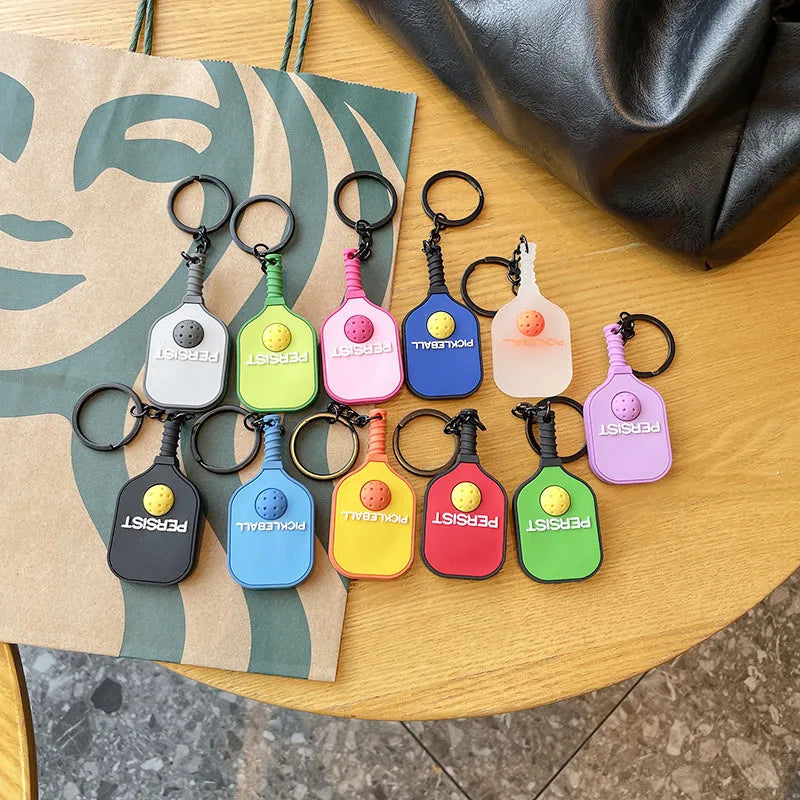 Leather-Textured Silicone Pickleball Paddle Keychain CKEY0039