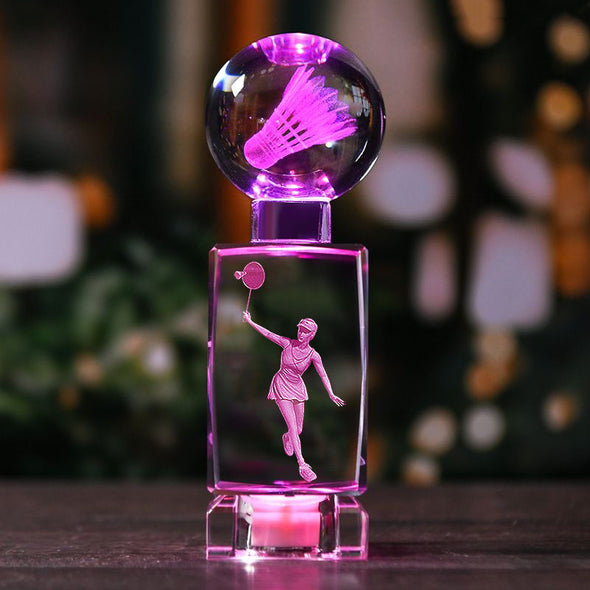 發光羽毛球水晶內雕擺件 COTHER008