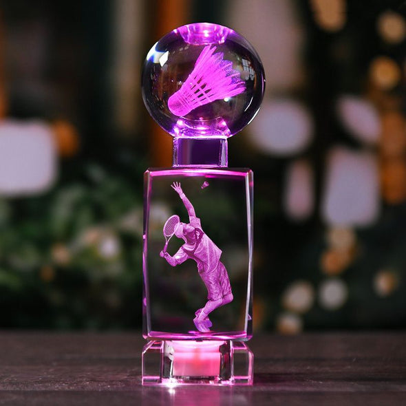 發光羽毛球水晶內雕擺件 COTHER008