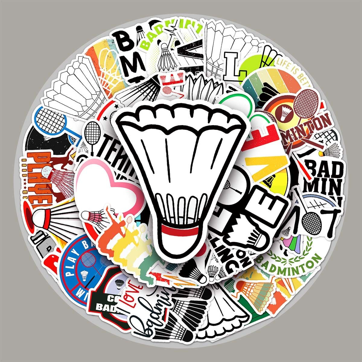 Two Badminton Racquests Sticker Creative badminton PVC waterproof stickers (10 Random stickers) – e78shop