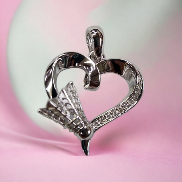 Badminton Platinum Diamond Pendant (Heart Shaped) 9329