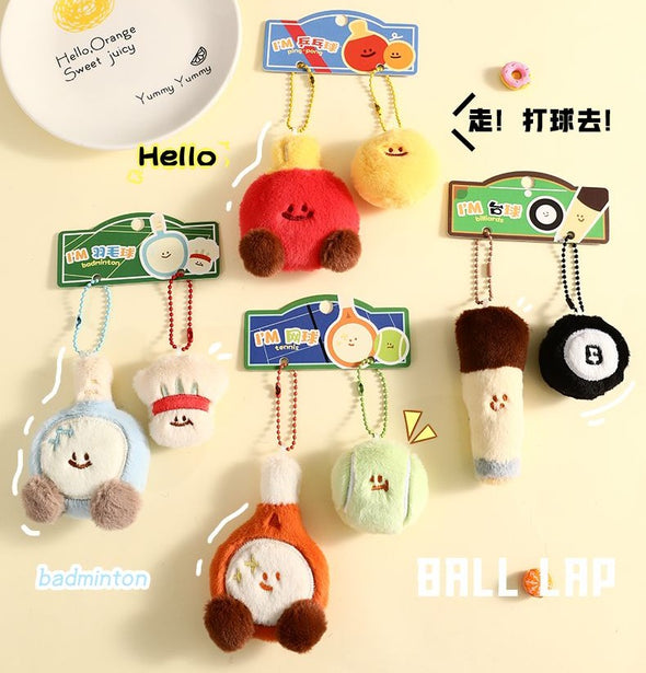 Smiley Racket Buddy Plush Keychain CKEY001