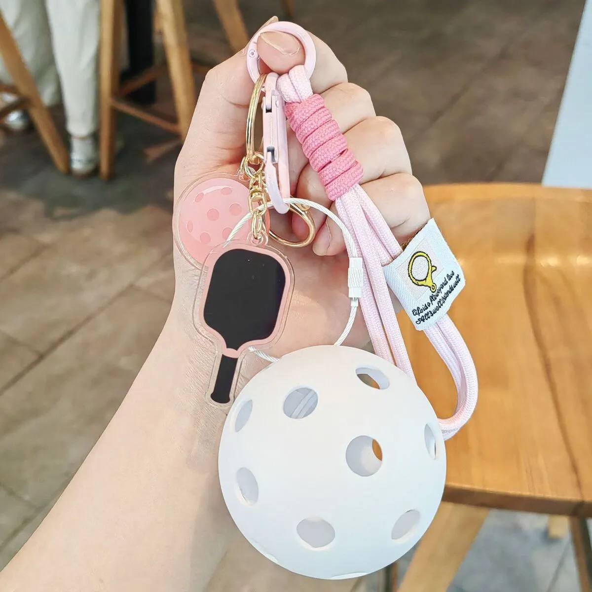 Pickleball Keychain Set - Mini Paddle Charm with Lanyard and Ball