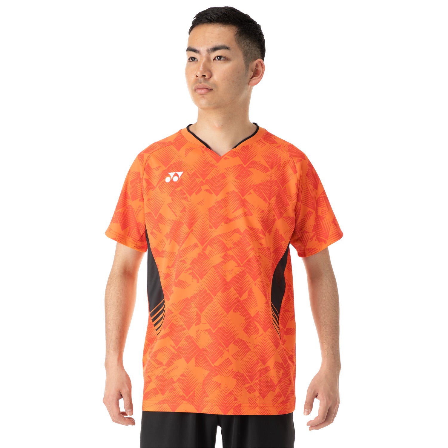 YONEX オレンジ パターン Vネックシャツ YONEX Men's Game Shirt (Fit Style) 10656 – e78shop