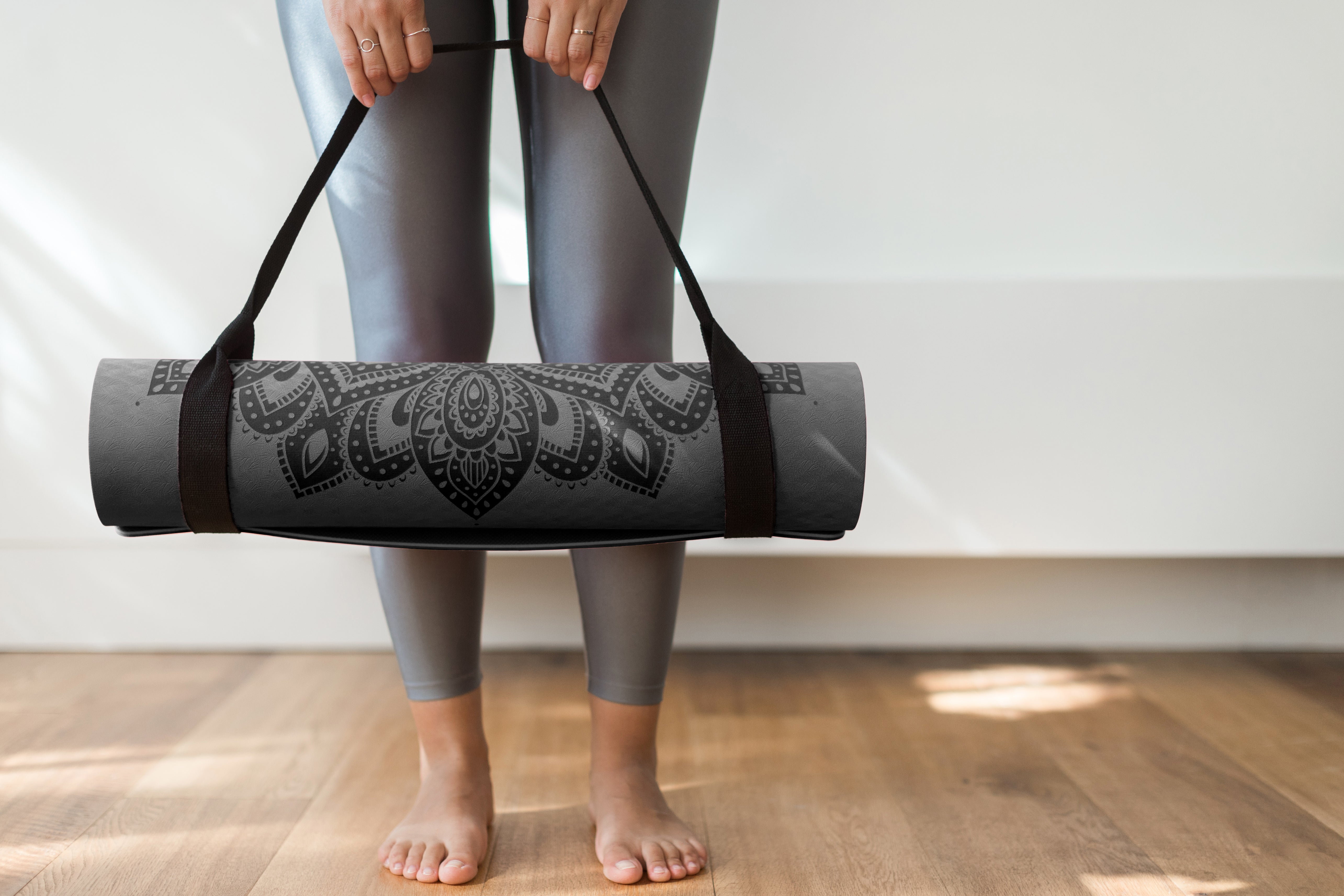 Yoga Mat Holder & Bag for Yoga Mat - Yoga Mat Bag - Mandala Charcoal